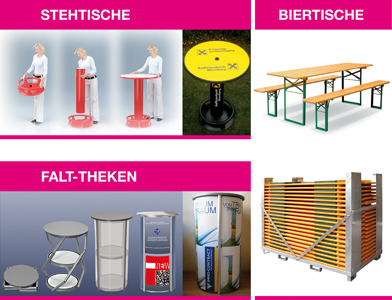 Stehtische, Messertheken Festzeltgarnituren